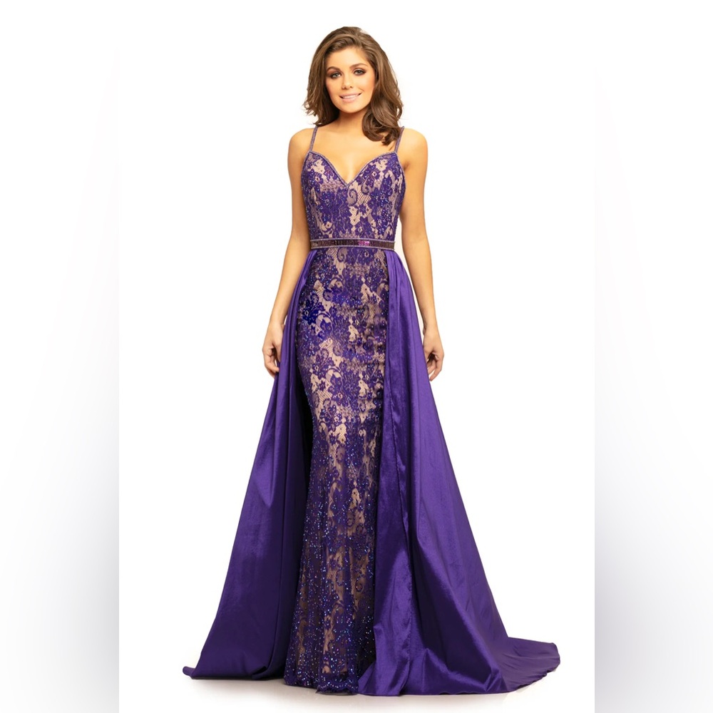 Johnathan Kayne 7242 Purple Lace Dress